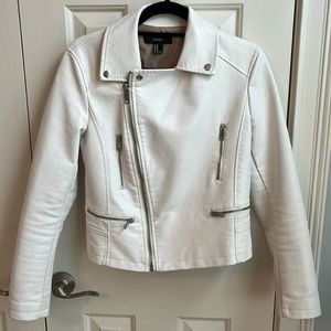White faux leather cropped jacket